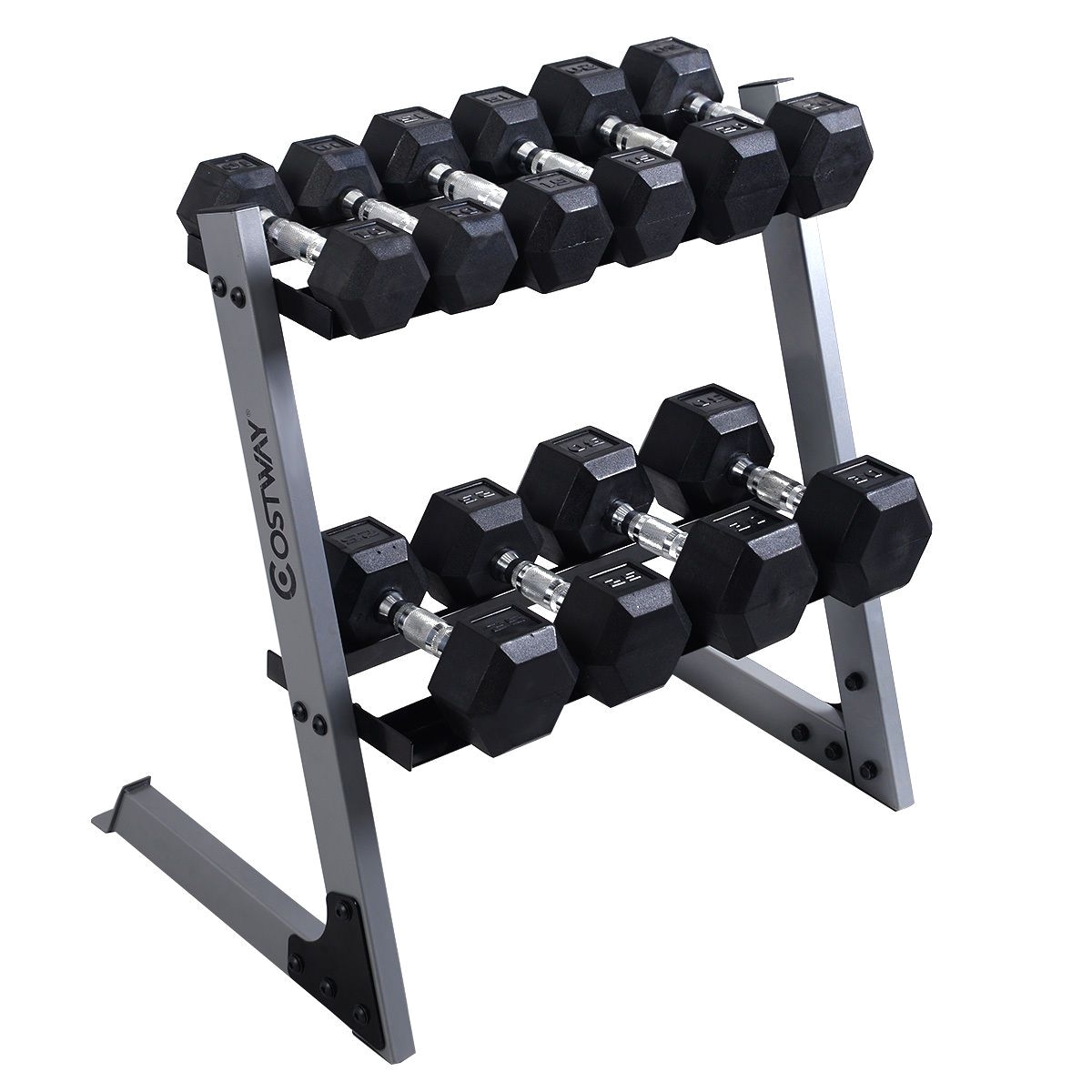 2 tier 29 dumbbell weight storage rack home stand base multiple weights set