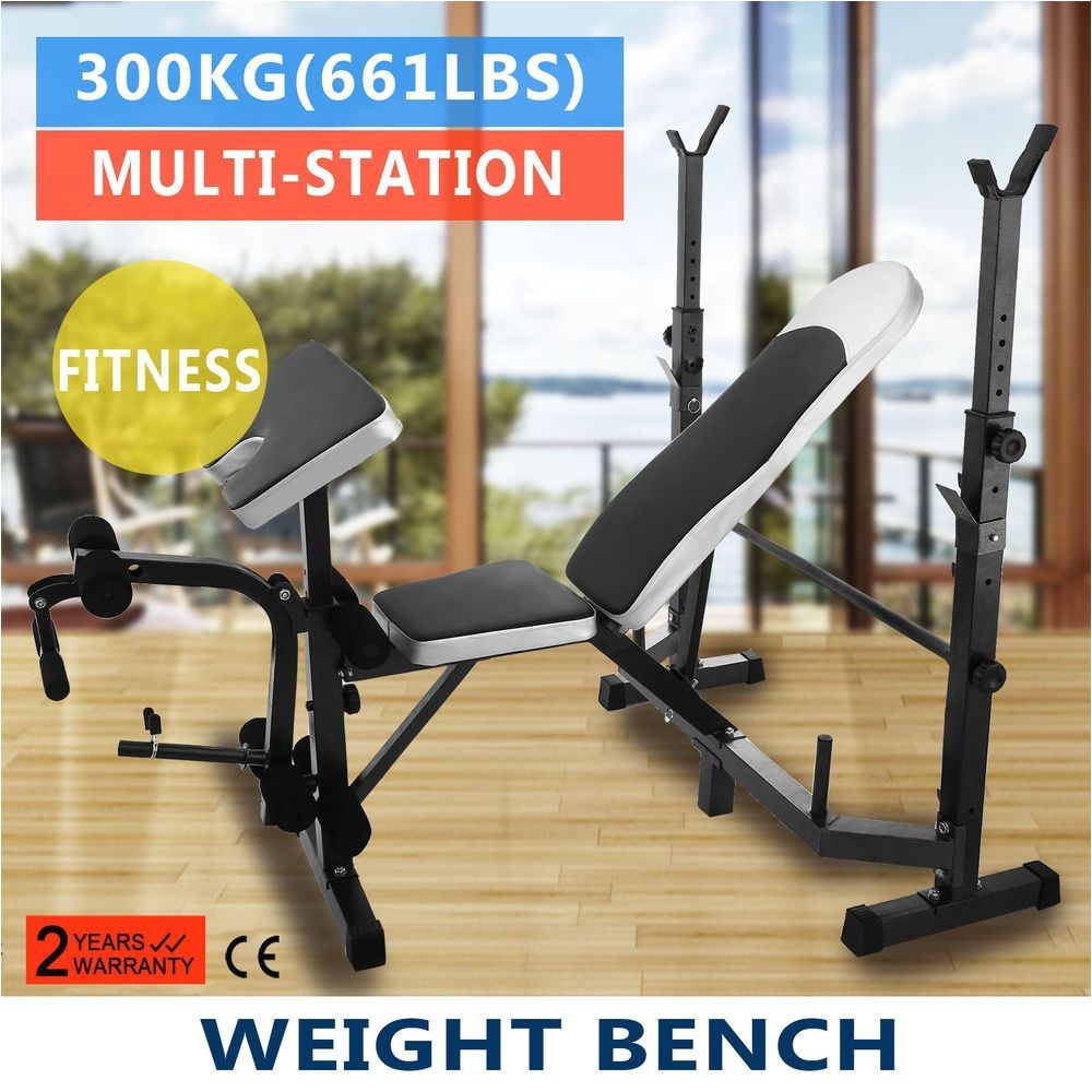 weight lifting bench combo fitness home gym bench set adjustable multi station ebay link