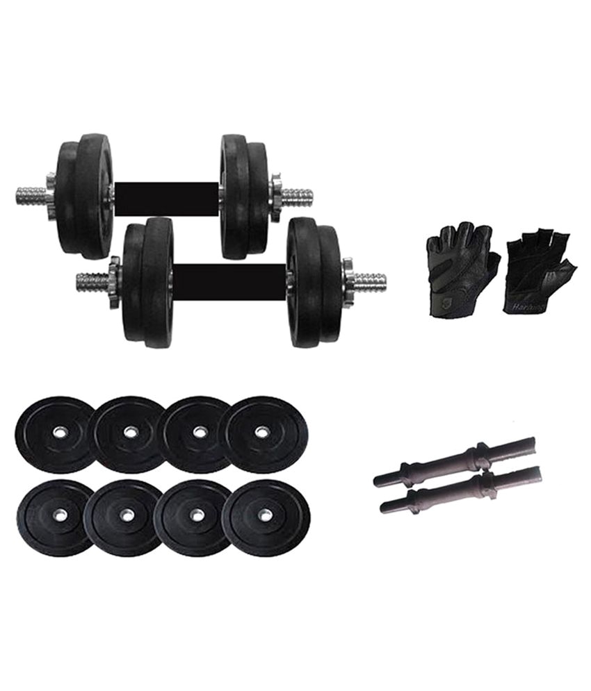 wolphy 10 kg dumbbell rod home gym set with gloves