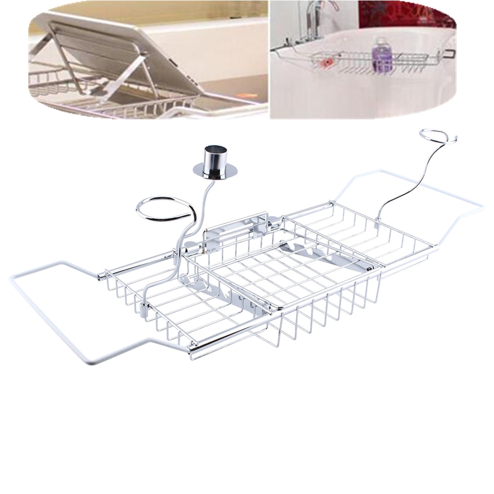 bathtub tray shower caddy shelf storage chrome bath tub overback wine rack extension bathroom storage organization in bathtub trays from home garden on