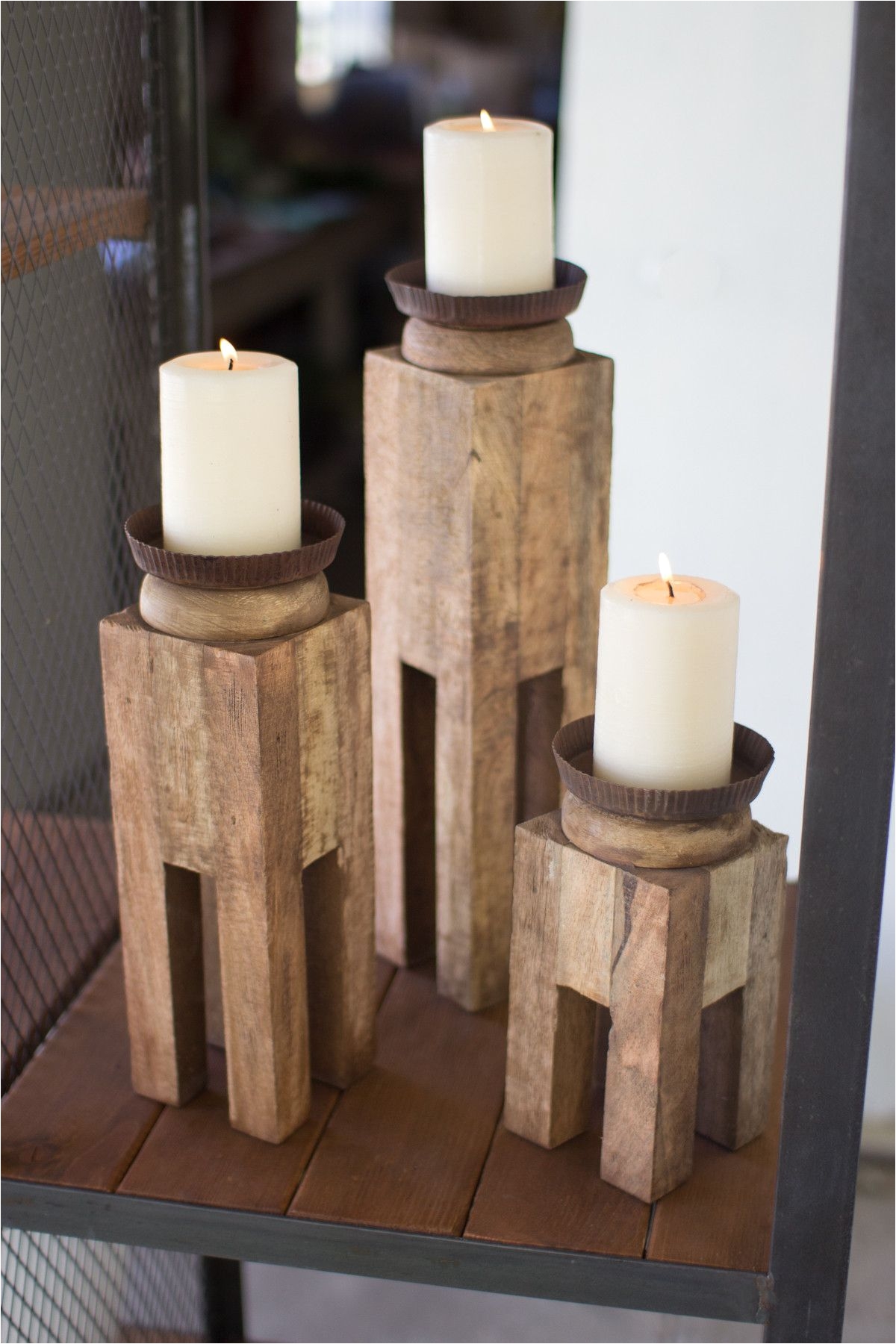 Wood Lights Candles the Kalalou Square Recycled Wood Candle Holders are Unique Candle