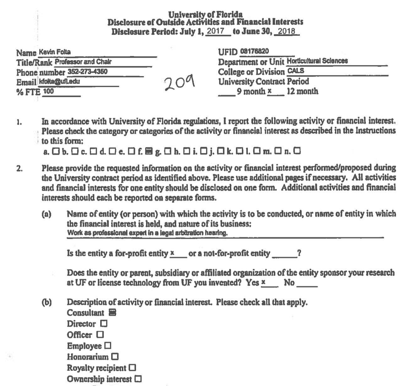 kevin folta consulted for a law firm working for bayer