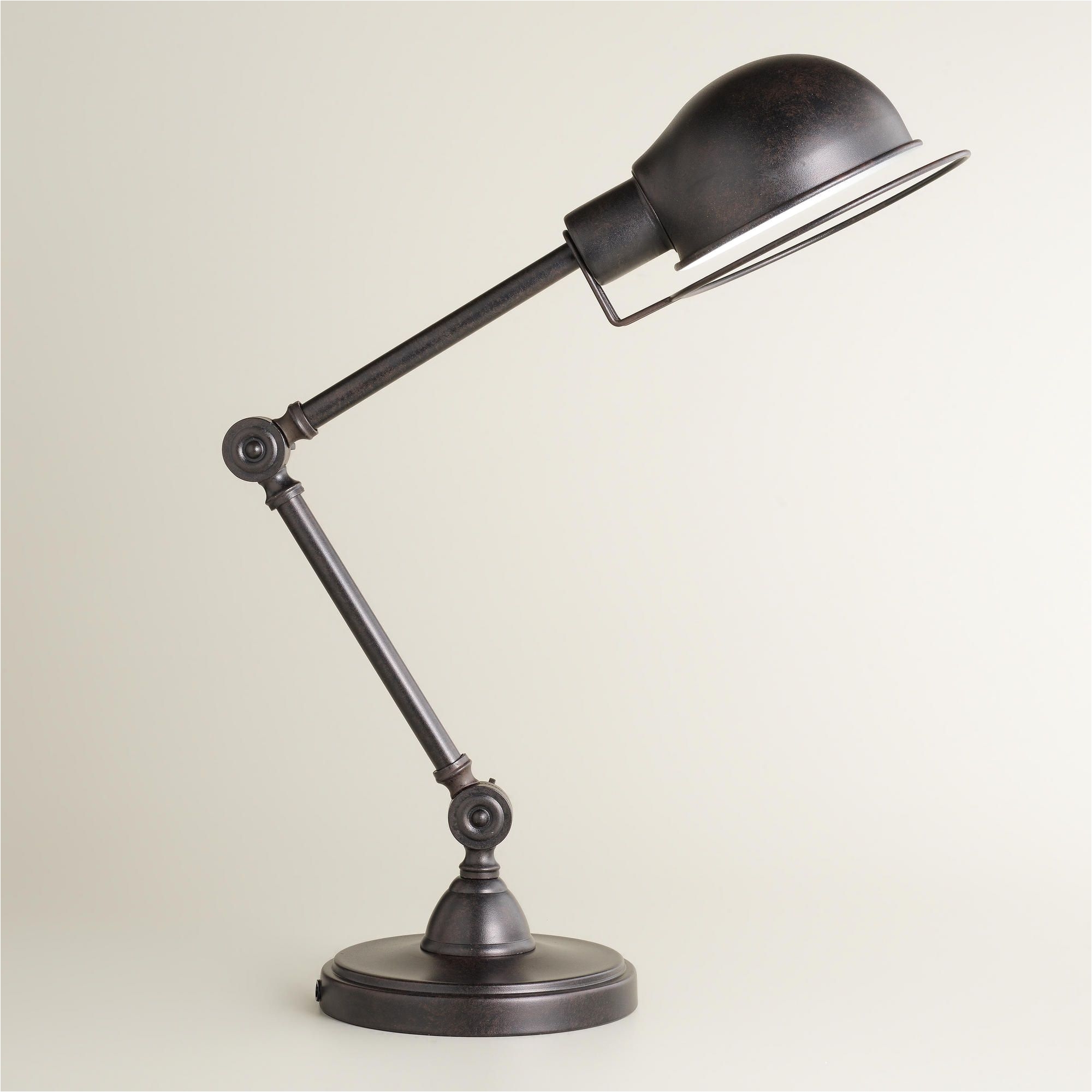 aged black task table lamp