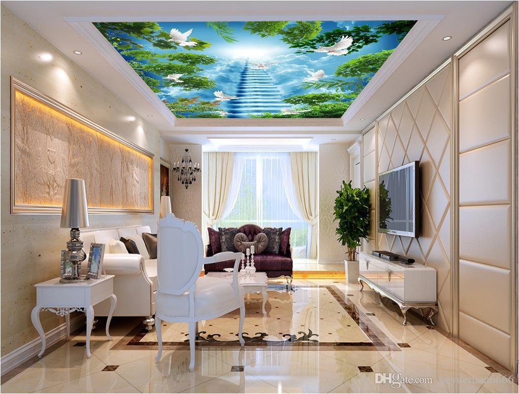 3d Ceiling Living Room Custom 3d Wallpaper 3 D Ceiling Living Room