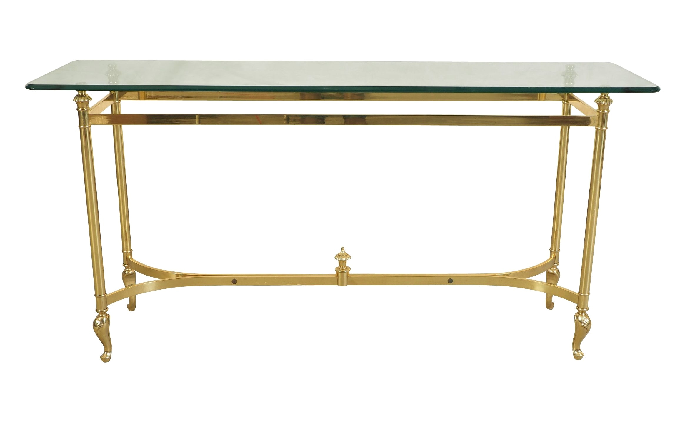 Brass and Glass Coffee Table Best Brass Console Table with Glass top Having Cookie Corners