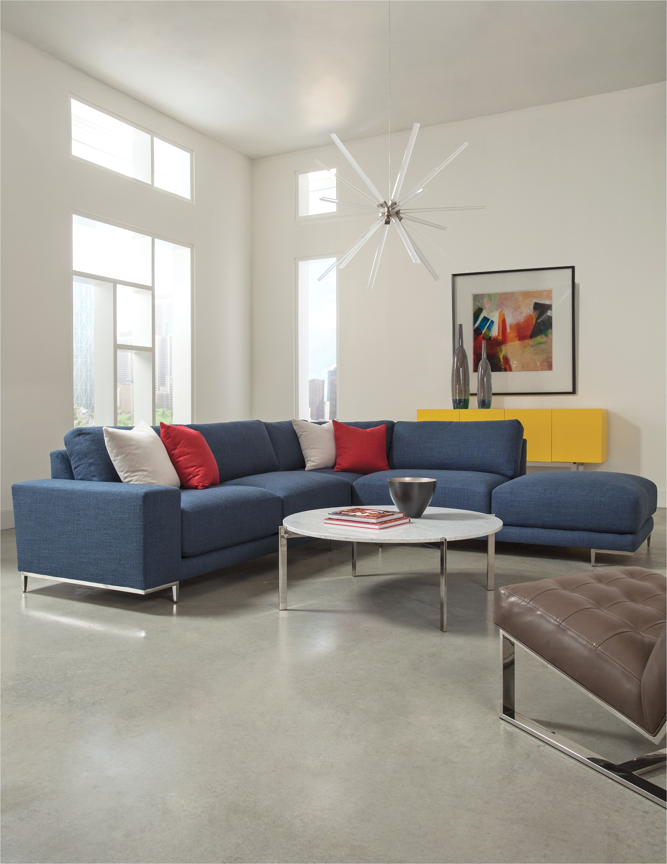 Hangover modular sectional sofa with Drop In cocktail table and Milo Baughman EZ Rider armless lounge chair from Thayer Coggin