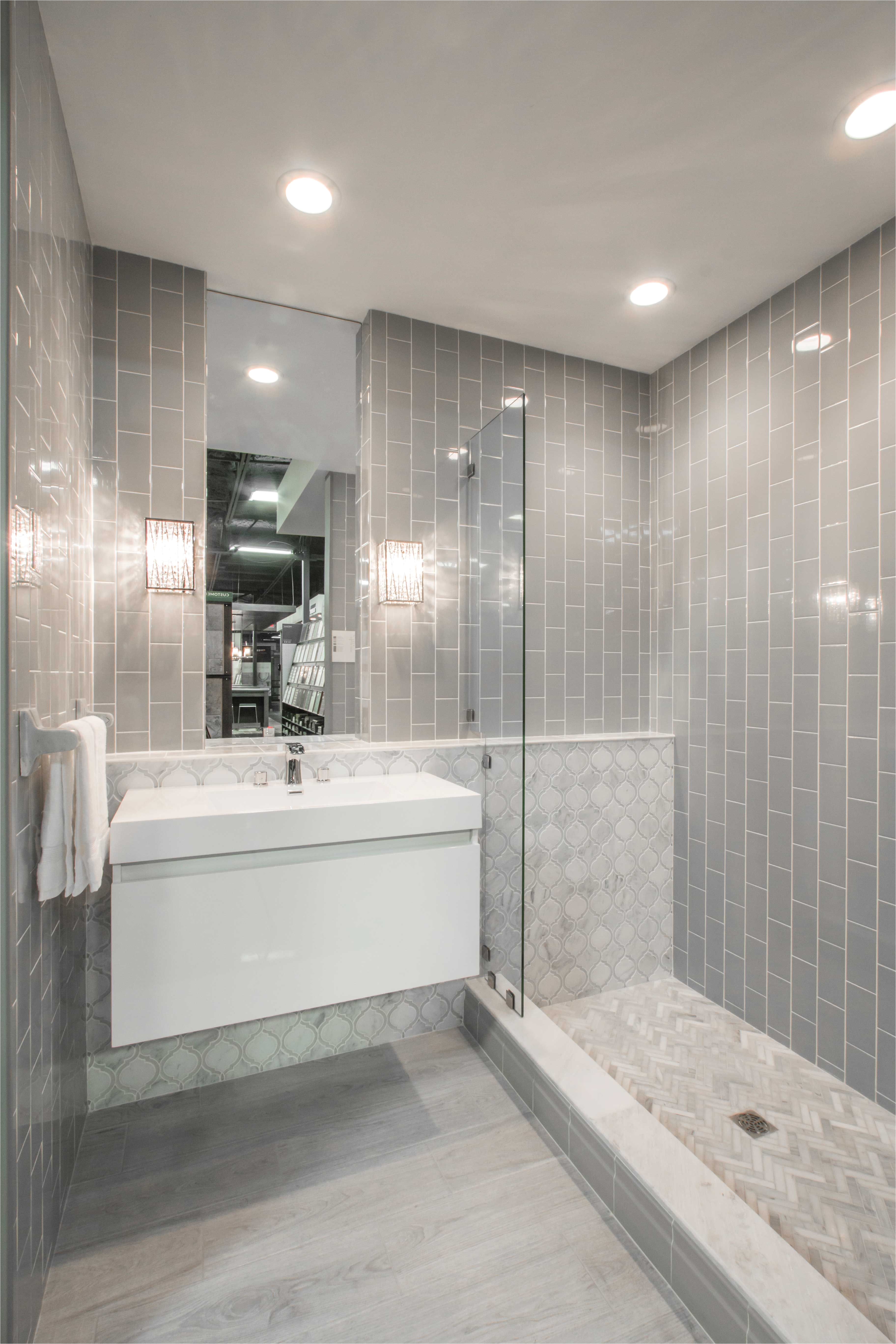 Simple yet elegant bathroom wall tile Imperial Ice Grey Gloss Ceramic Subway Tile s