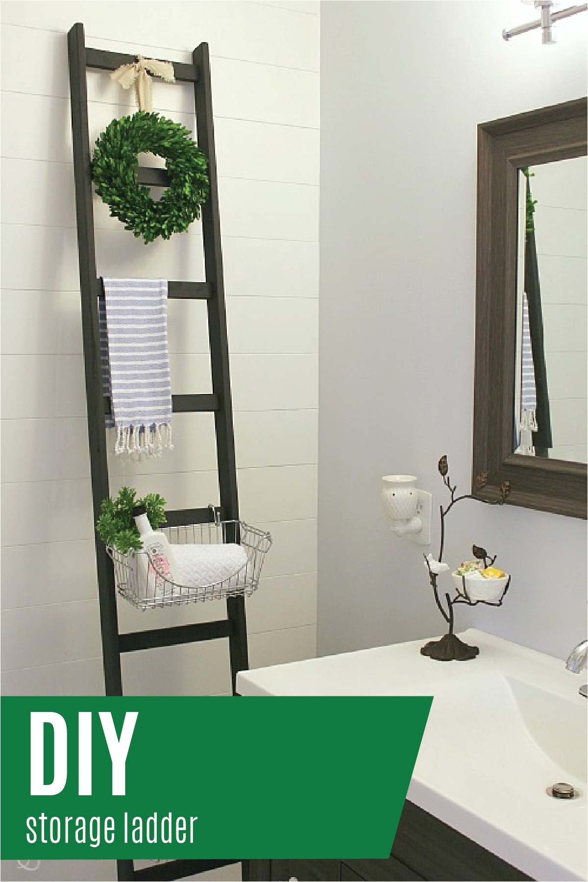 Add some rustic charm to your bathroom with this simple home decor idea This DIY Storage Ladder is not only a beautiful decoration but also a clever