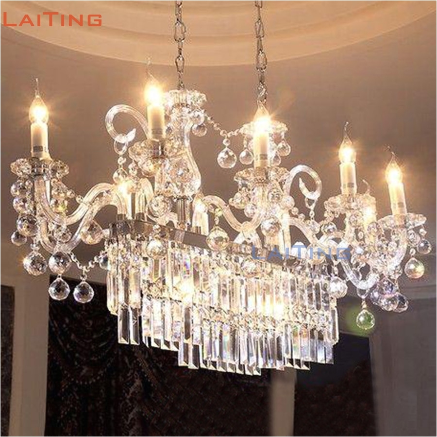 Maria Theresa Rectangle Crystal Chandelier Light Fixture 10 Lights Glass Chandelier Lighting for Lustre Hanging Dining room in Chandeliers from Lights