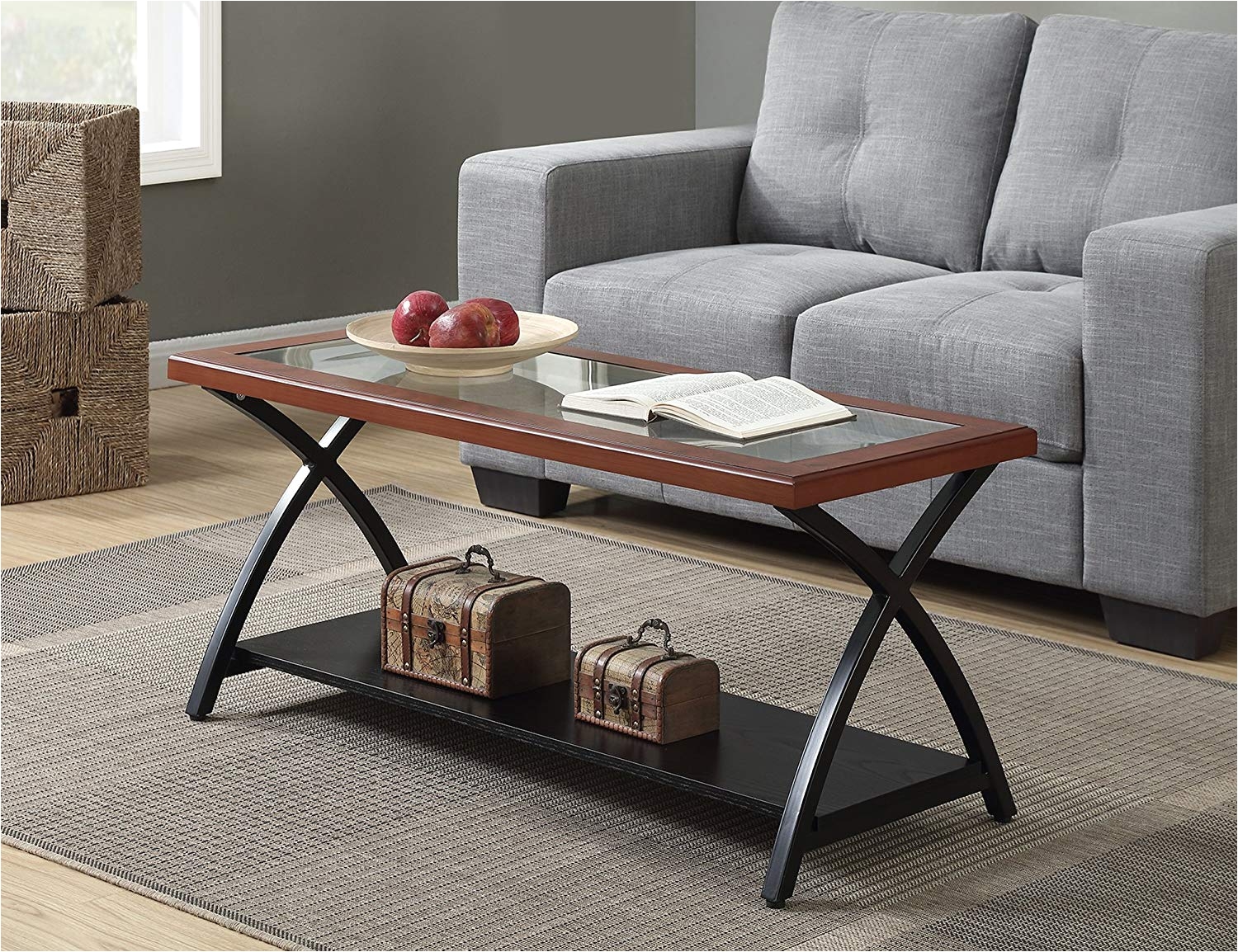 Amazon Convenience Concepts Lakeshore Coffee Table Cherry Black Kitchen & Dining