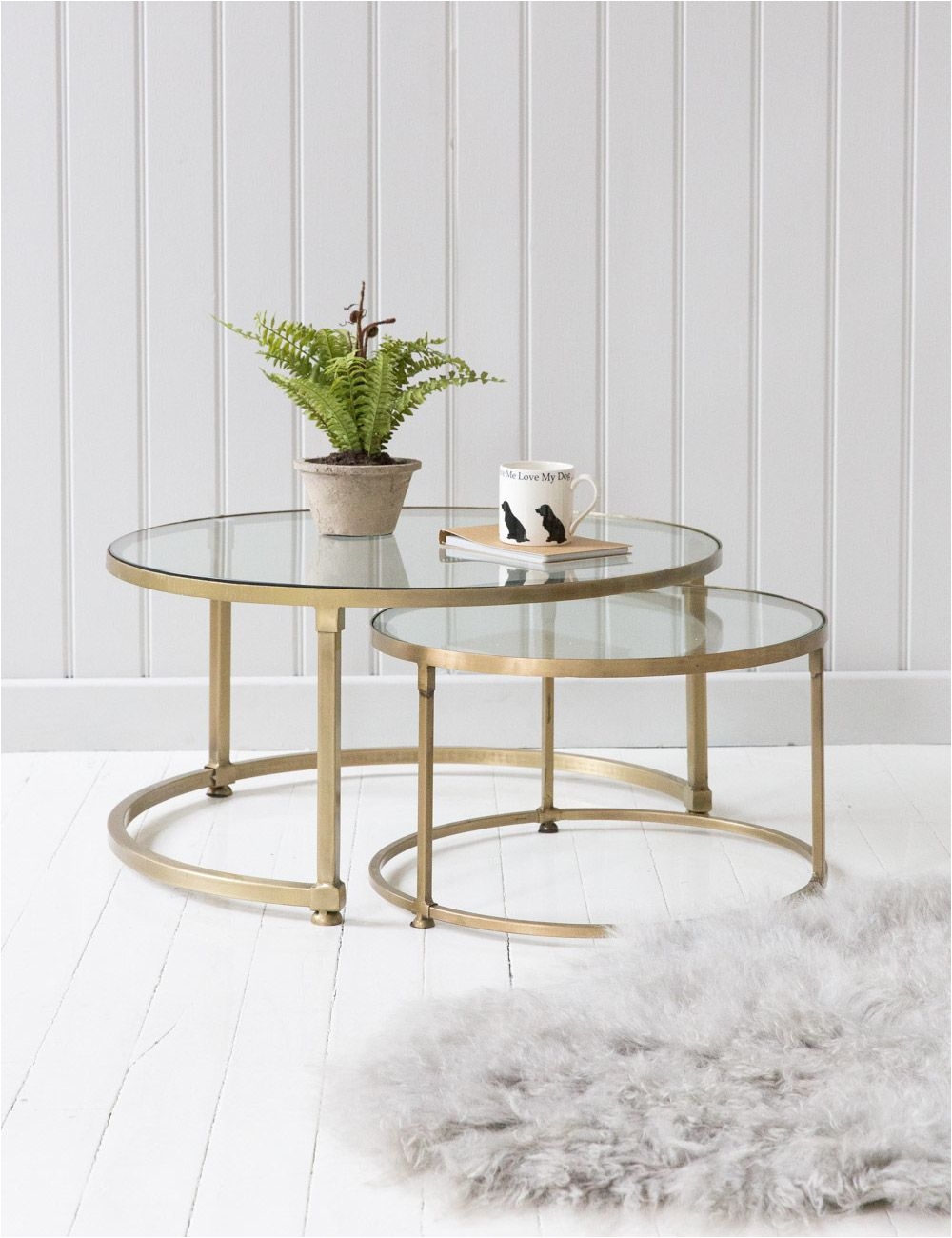 Stacking Round Glass Coffee Table Set