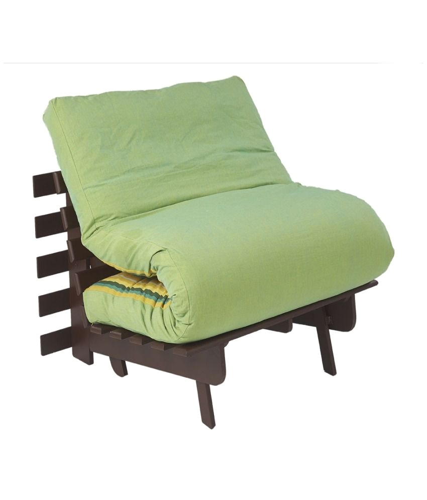 ARRA Single Futon Sofa Cum Bed Folding Beds with Mattress Fluorscent Green