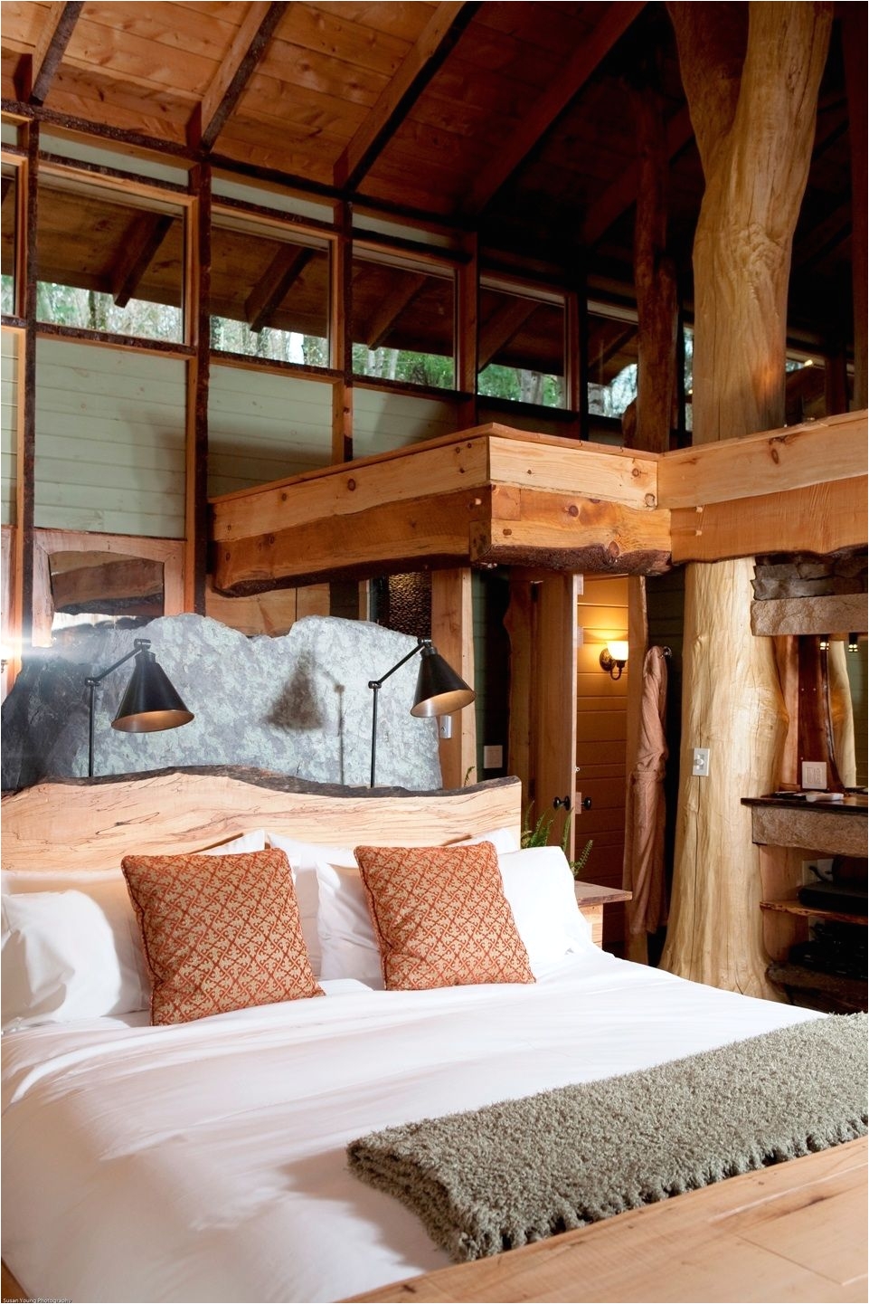 Log cabin bedrooms