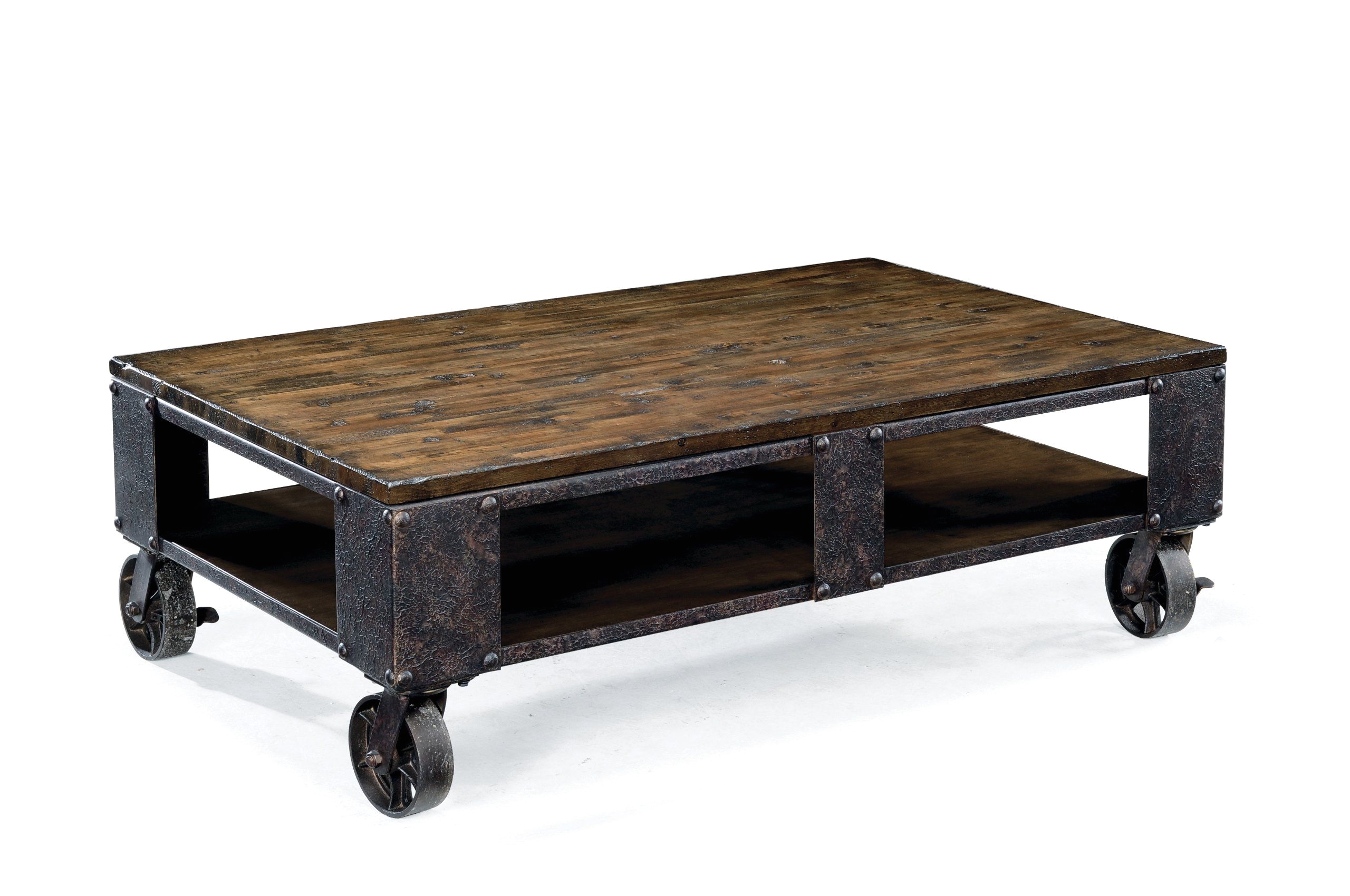 Magnussen T1755 Pinebrook Distressed Natural Pine Wood Rectangular Cocktail Table