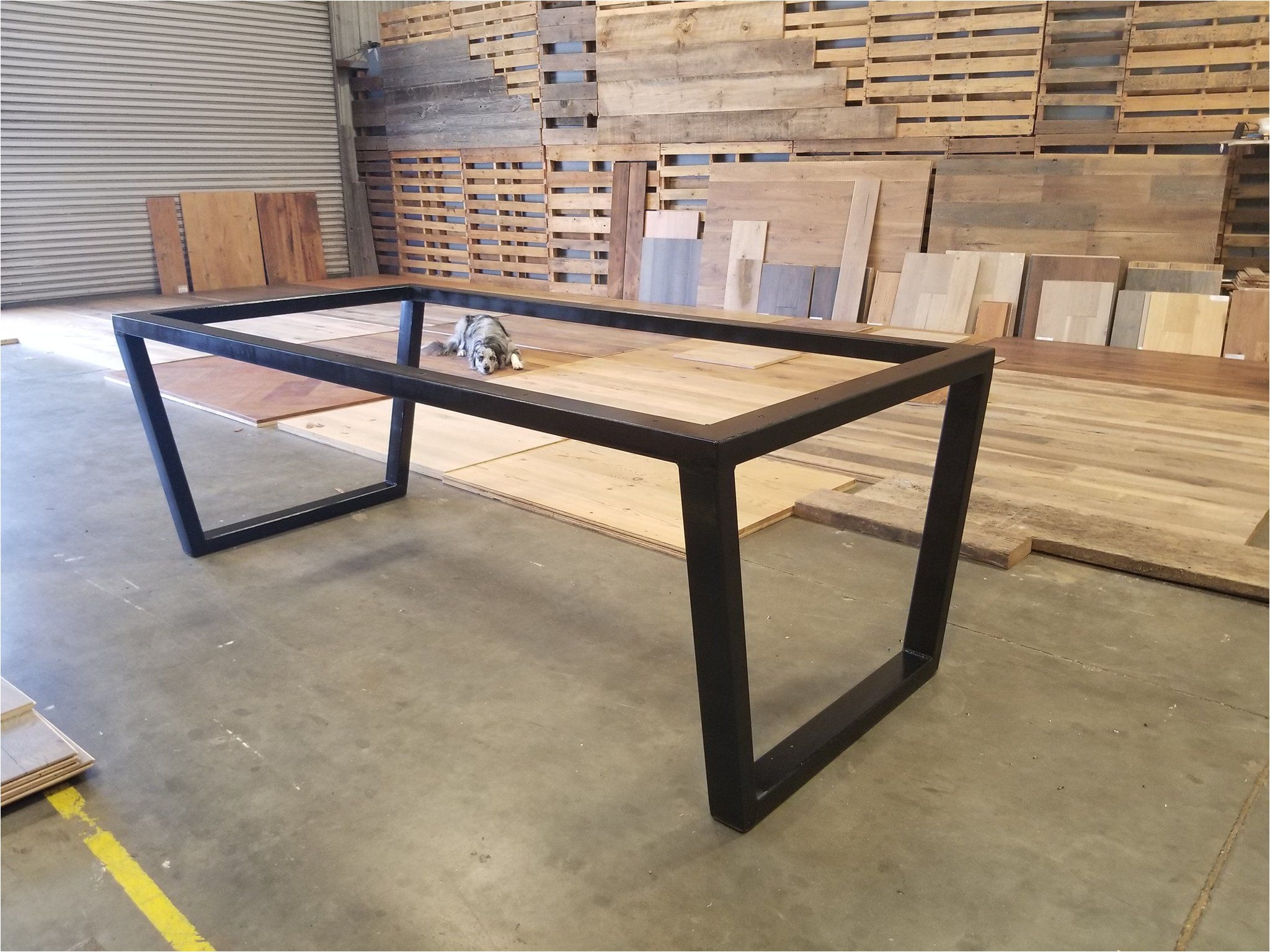 Custom Upside Down Trapezoid Leg Metal Table Base