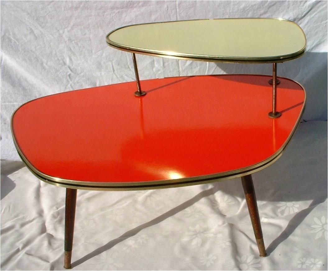 Orange and gold coffee table mid century