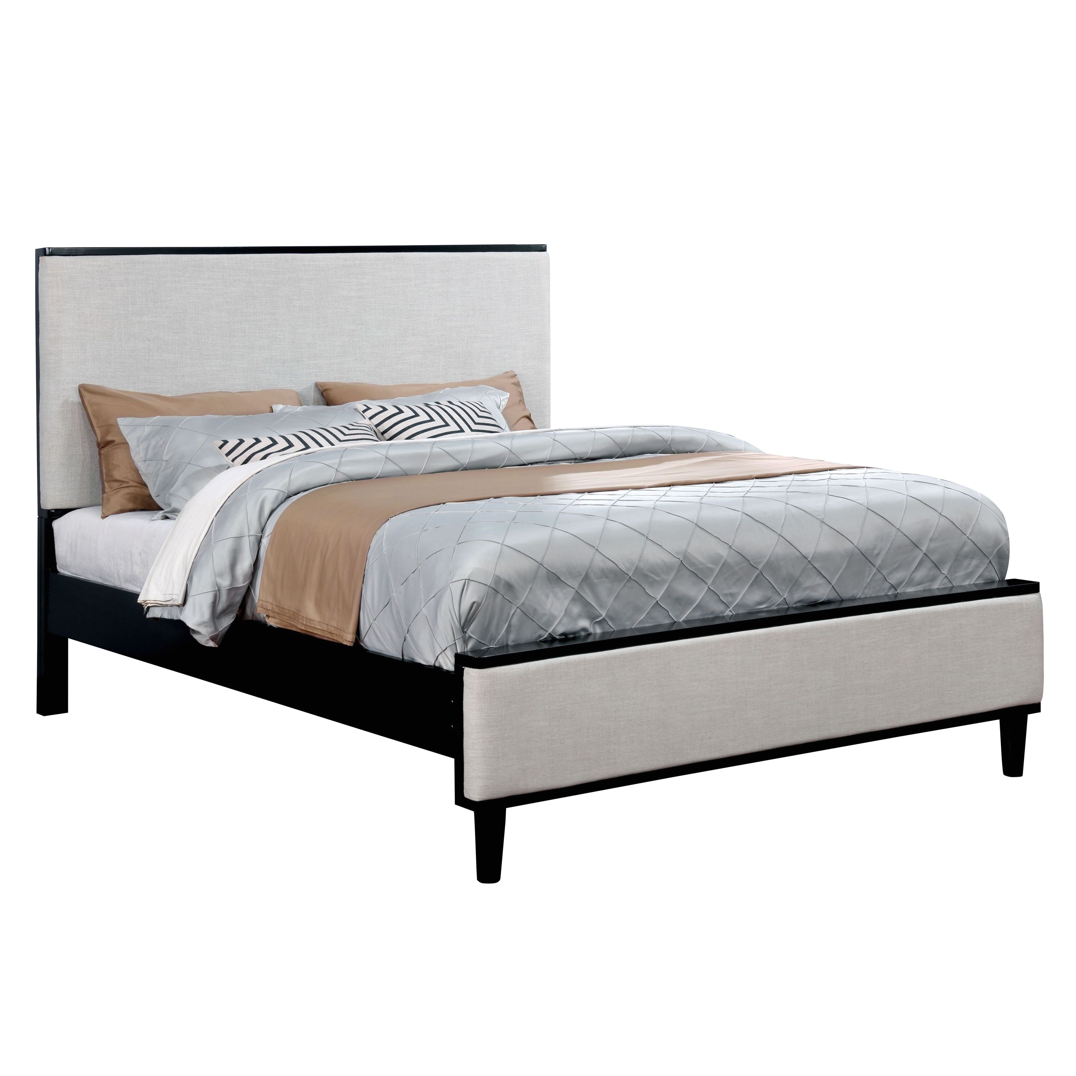 Furniture of America Corrine II Mid Century Modern Upholstered Queen Size Platform Bed Black