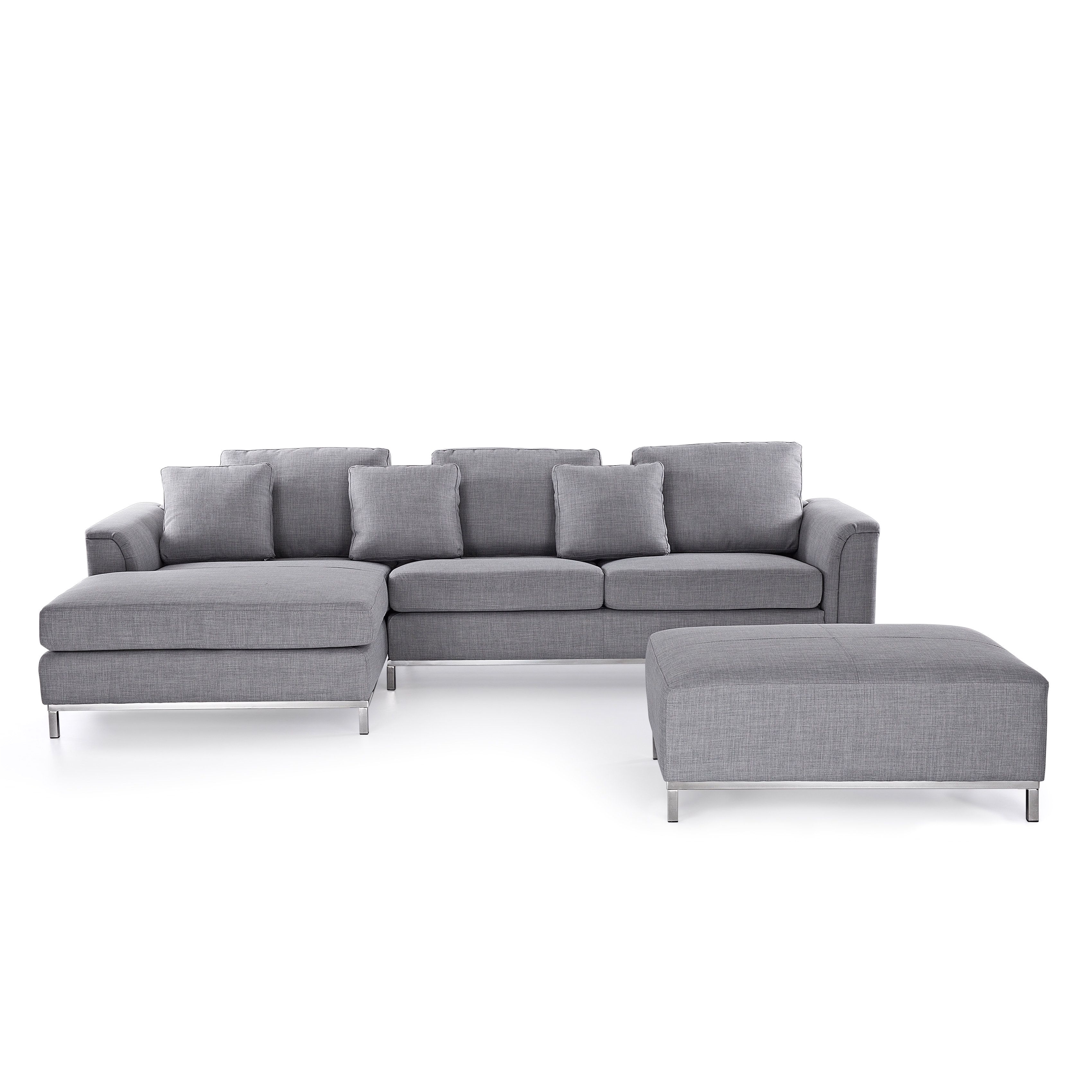 Beliani Oslo Modern Sectional Sofa with Ottoman Oslo Light Grey Polyester