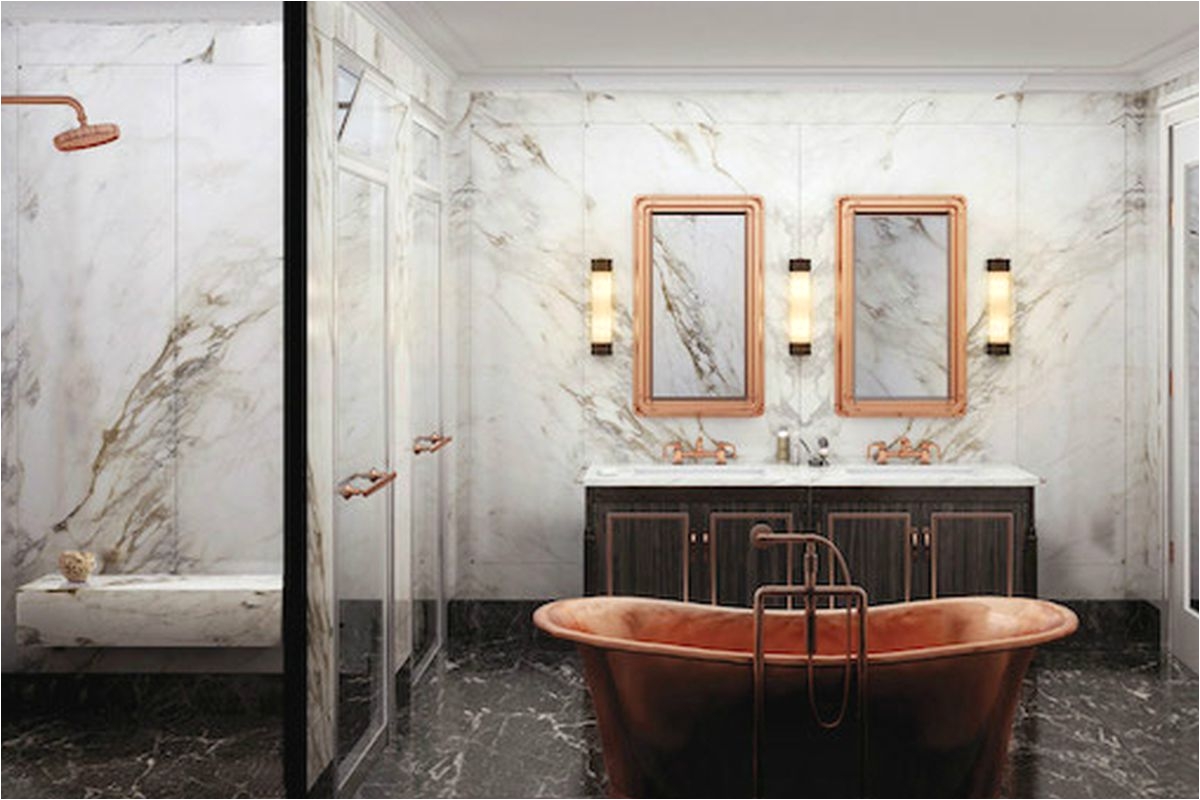 Rendering of a bathroom in The Fitzroy a new condo building under development in NYC