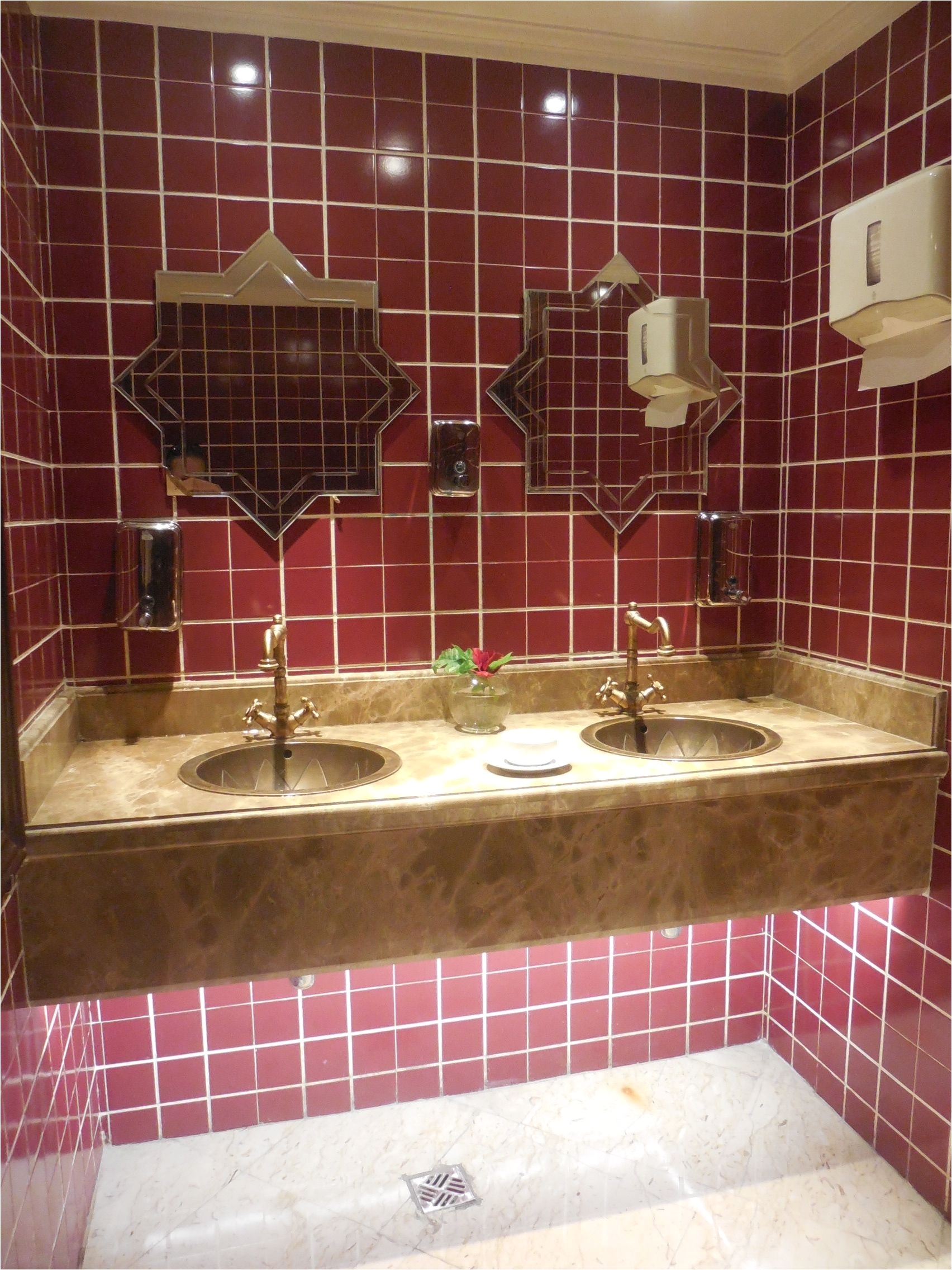Oriental Star bathroom with red tiles