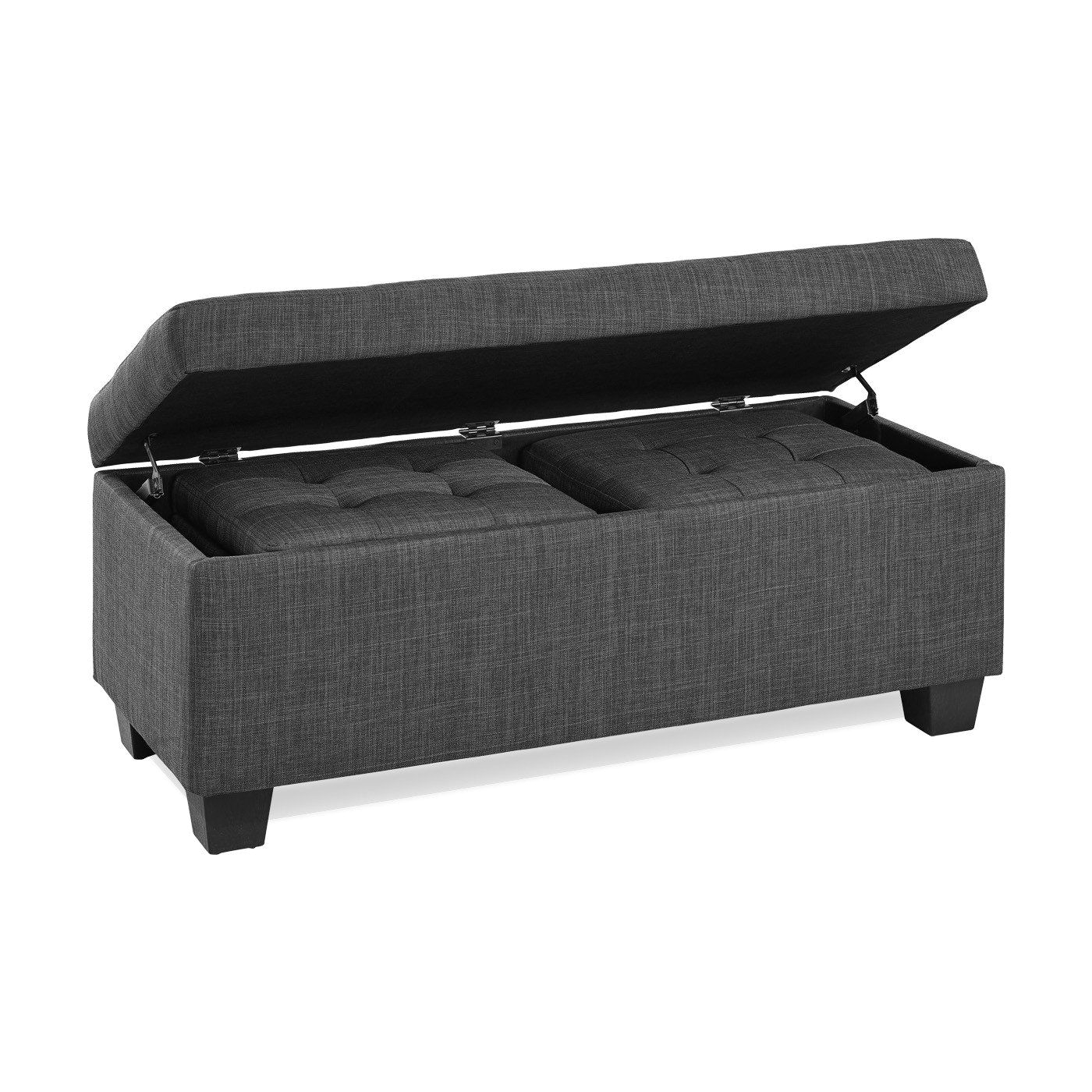 Ottoman Storage Bench Myra 3pc Storage Ottoman Set Charcoal Foot Bench