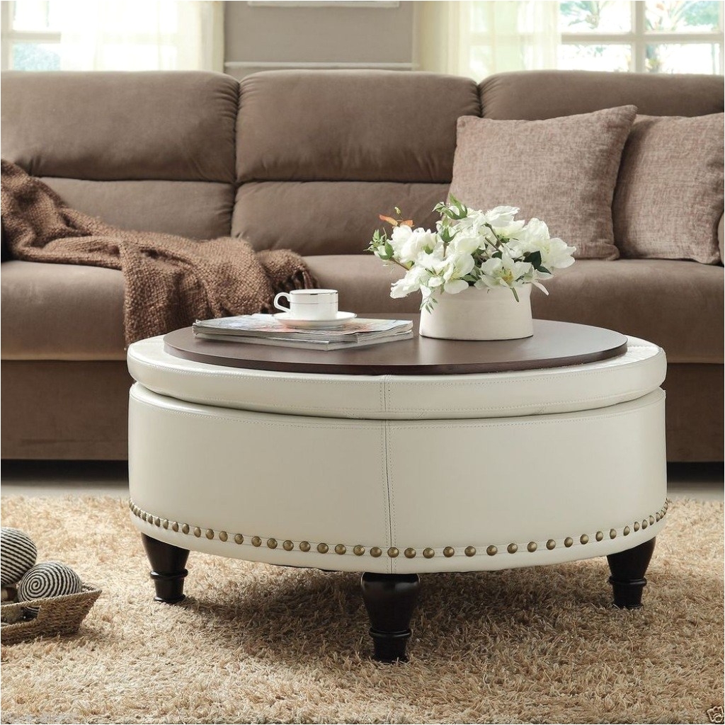 storage ottoman coffee table with trays Download Round Wood Coffee Table Tray For White Leather