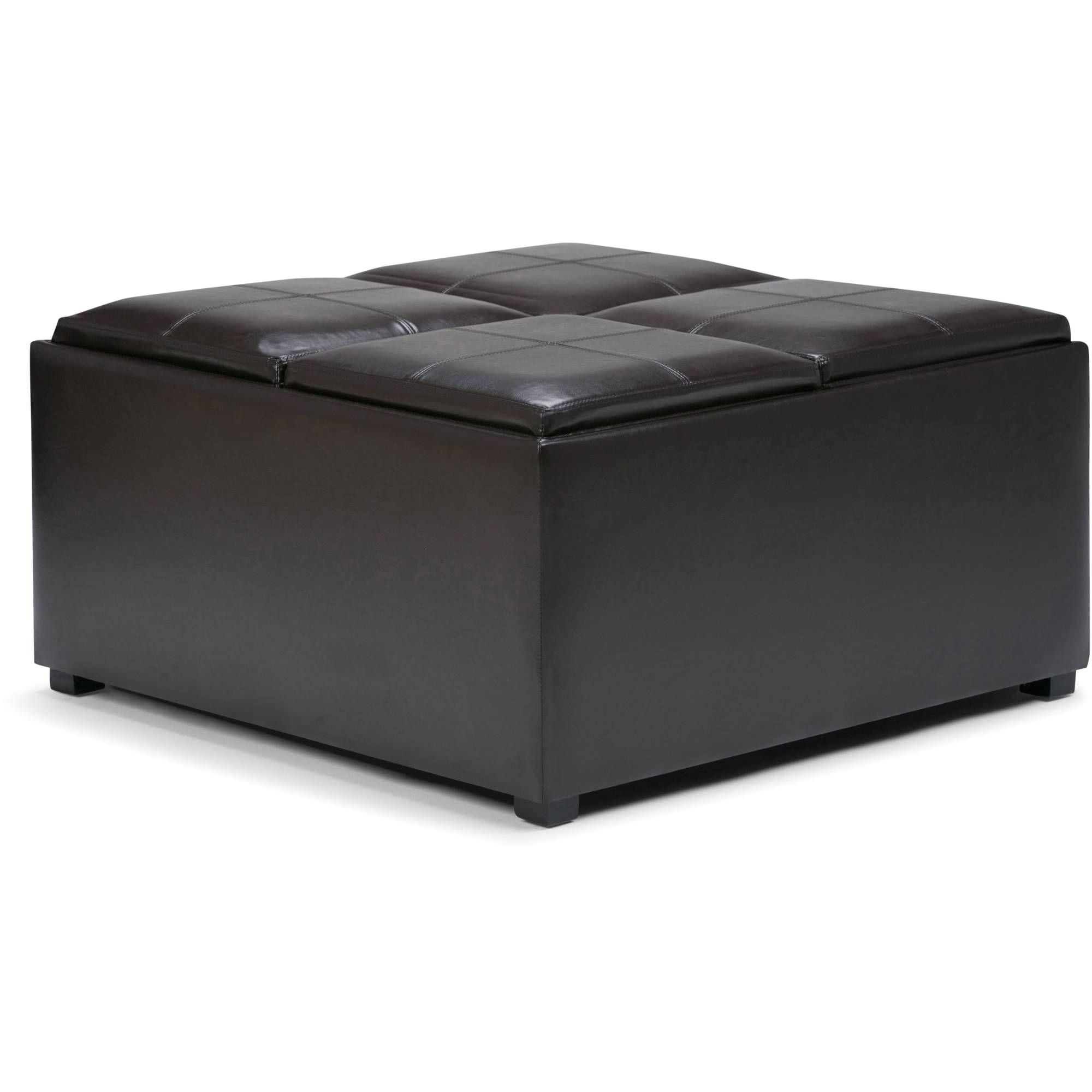 Coffee Table Storage Ottoman With 4 Serving Trays