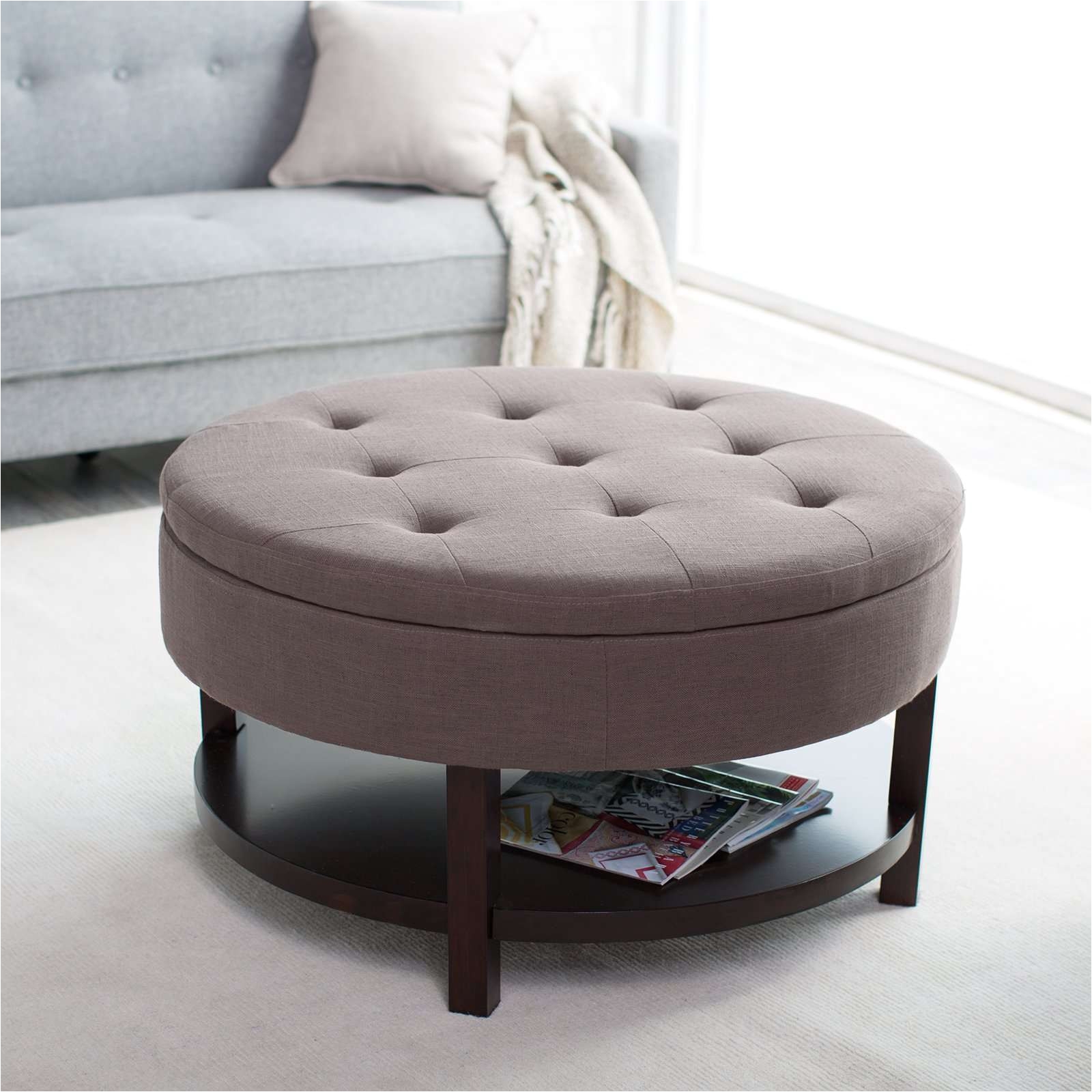 Round Storage Ottoman Elegant Round Ottoman Coffee Table