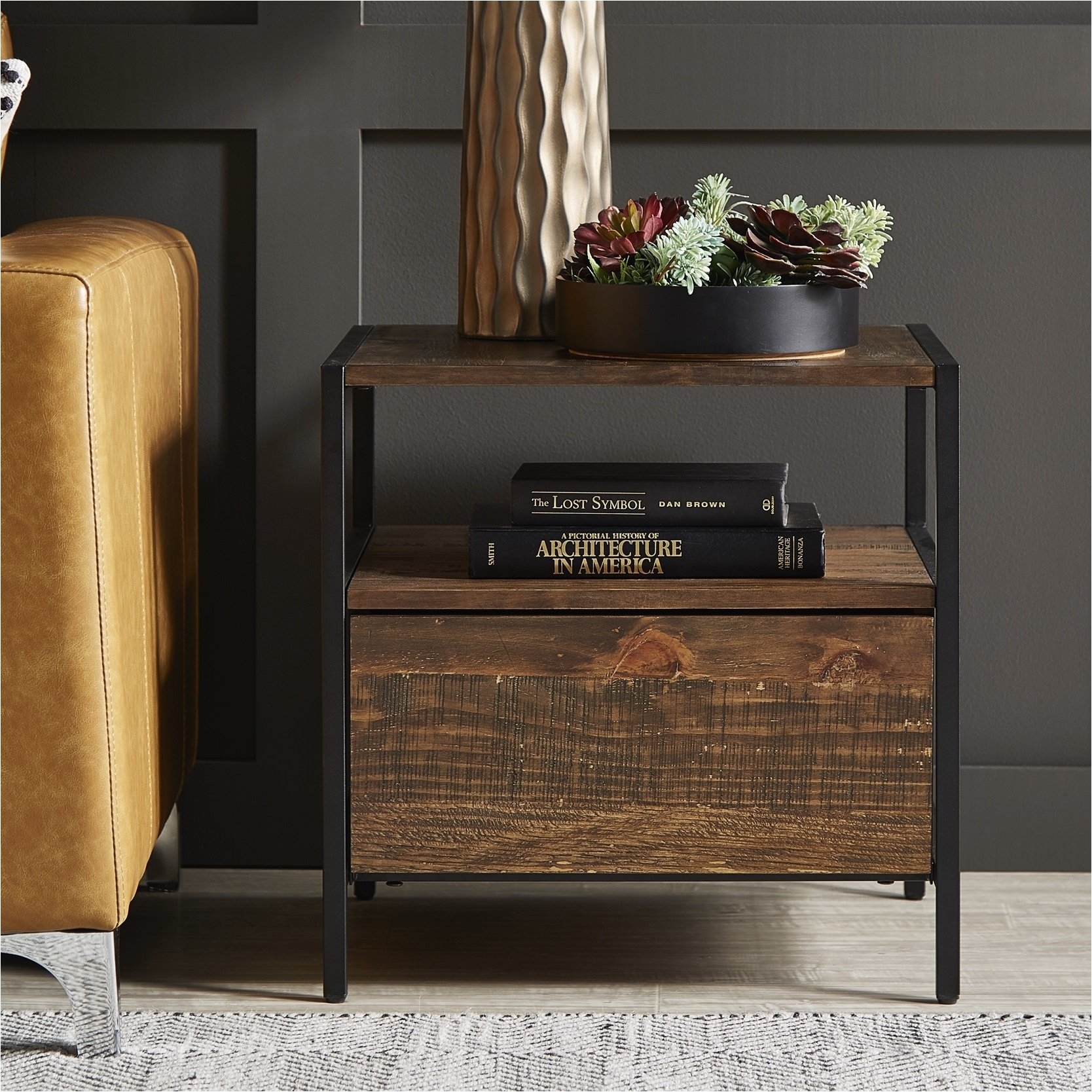 Shop Corey 1 Drawer Rustic Brown End Table by iNSPIRE Q Modern Sale Free Shipping Today Overstock