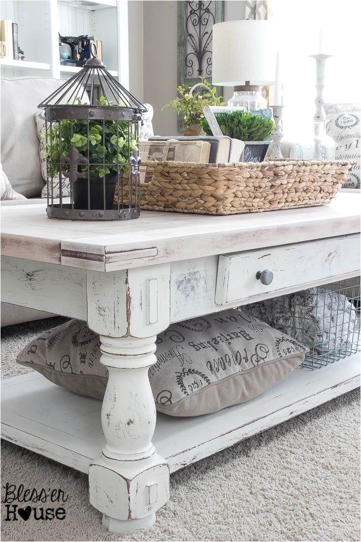 french country square coffee table Collection Earthy White washed Table and Clutter catching Raffia Basket