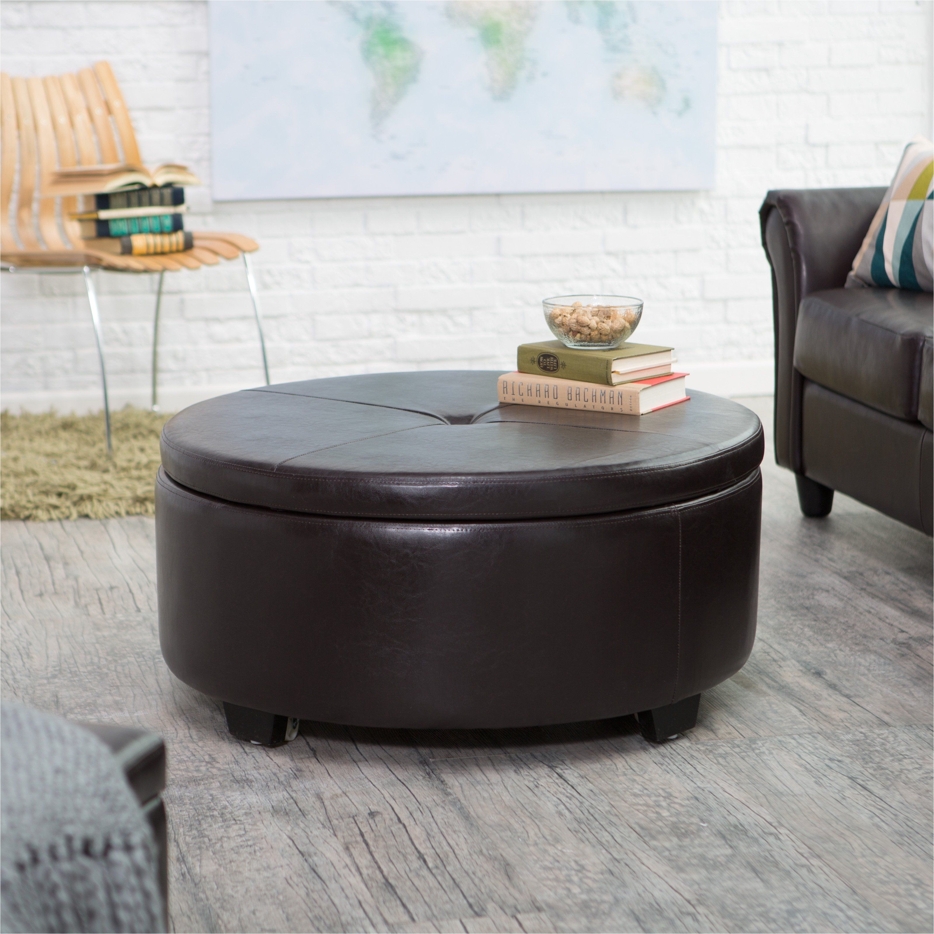 storage leather ottoman coffee table