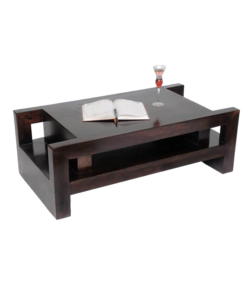 Junglewood Brown Solid Solid Wood Coffee And Center Table