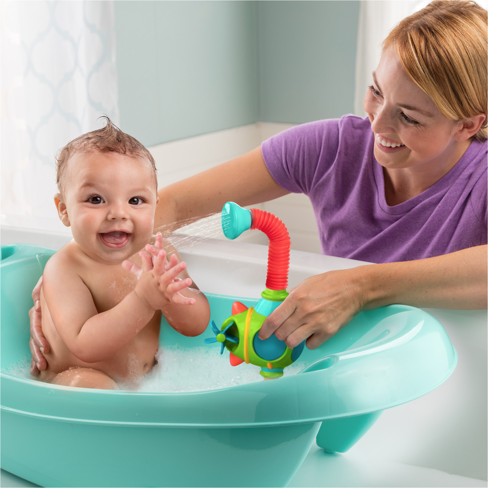 summer infant my fun tub baby bath with sprayer turquoise