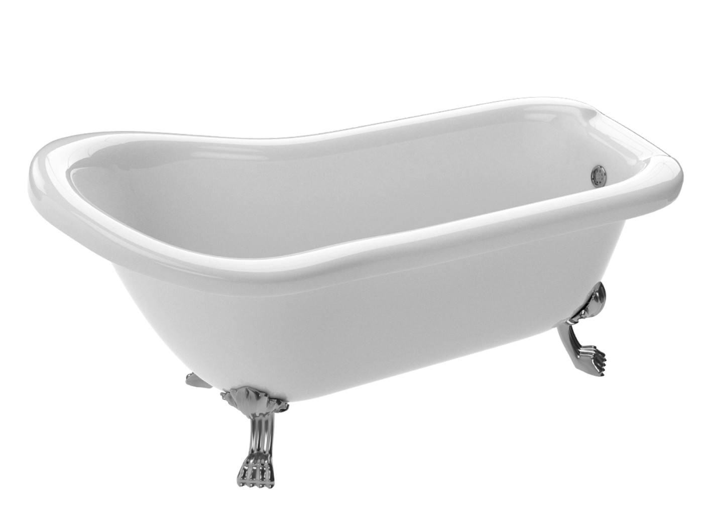 pegasus 5 ft claw foot one piece acrylic freestanding soaking bathtub in glossy white