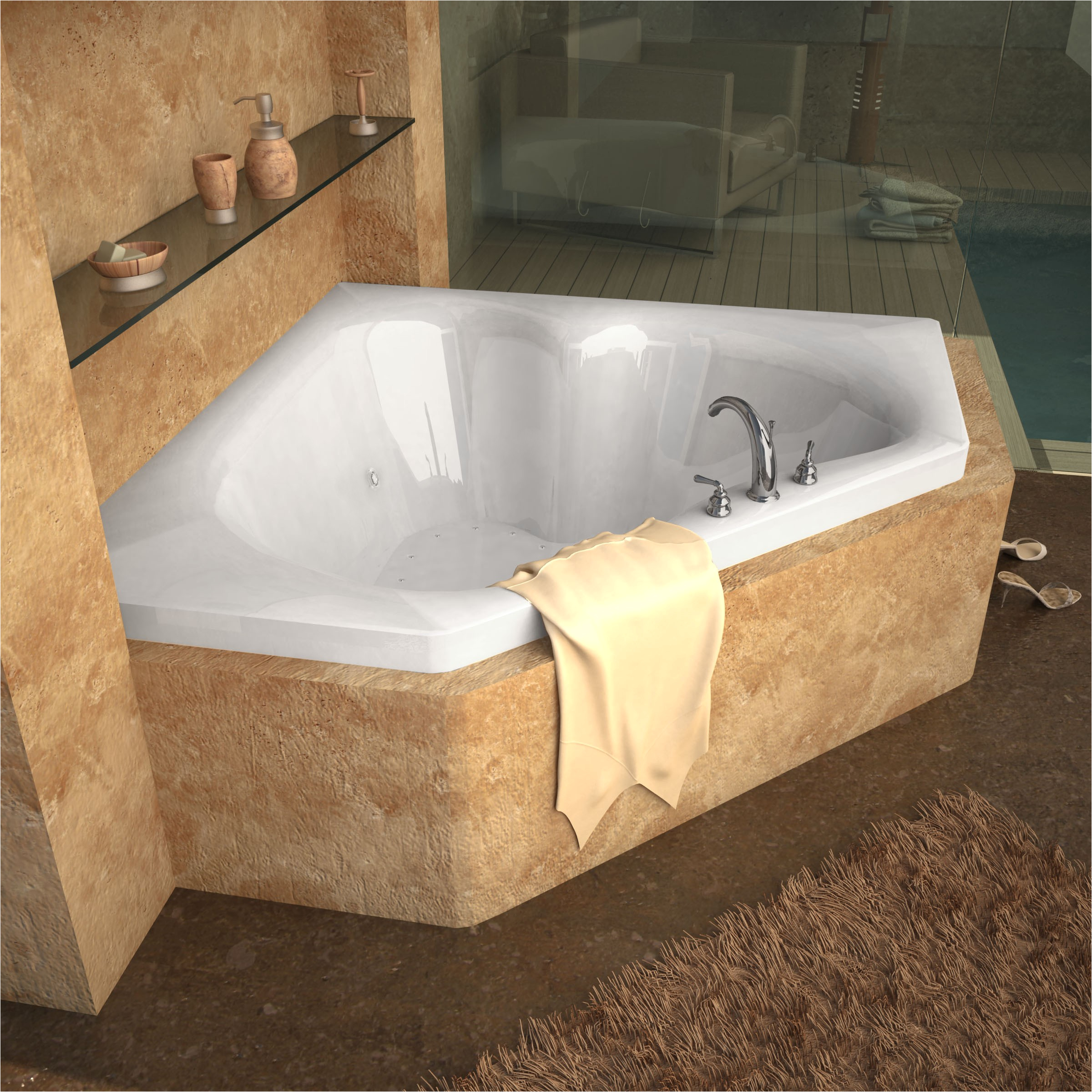 venzi tovila 60 x 60 corner bathtub with center drain