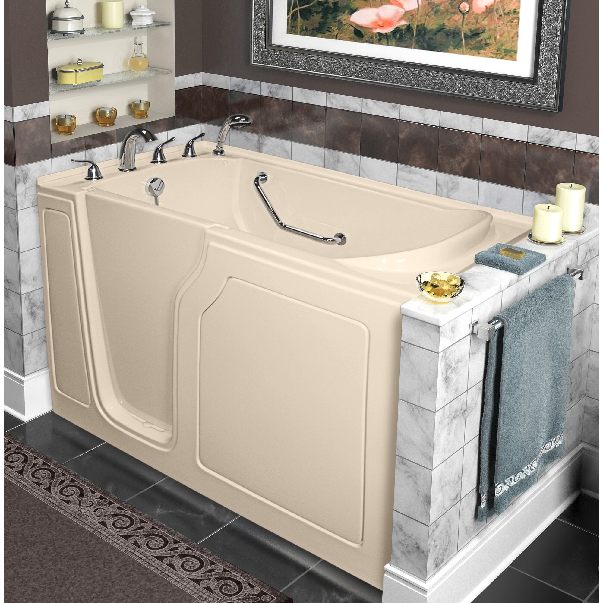 48 Whirlpool Bathtub Dignity 48" X 28" Whirlpool and Air Jetted Walk In Bathtub