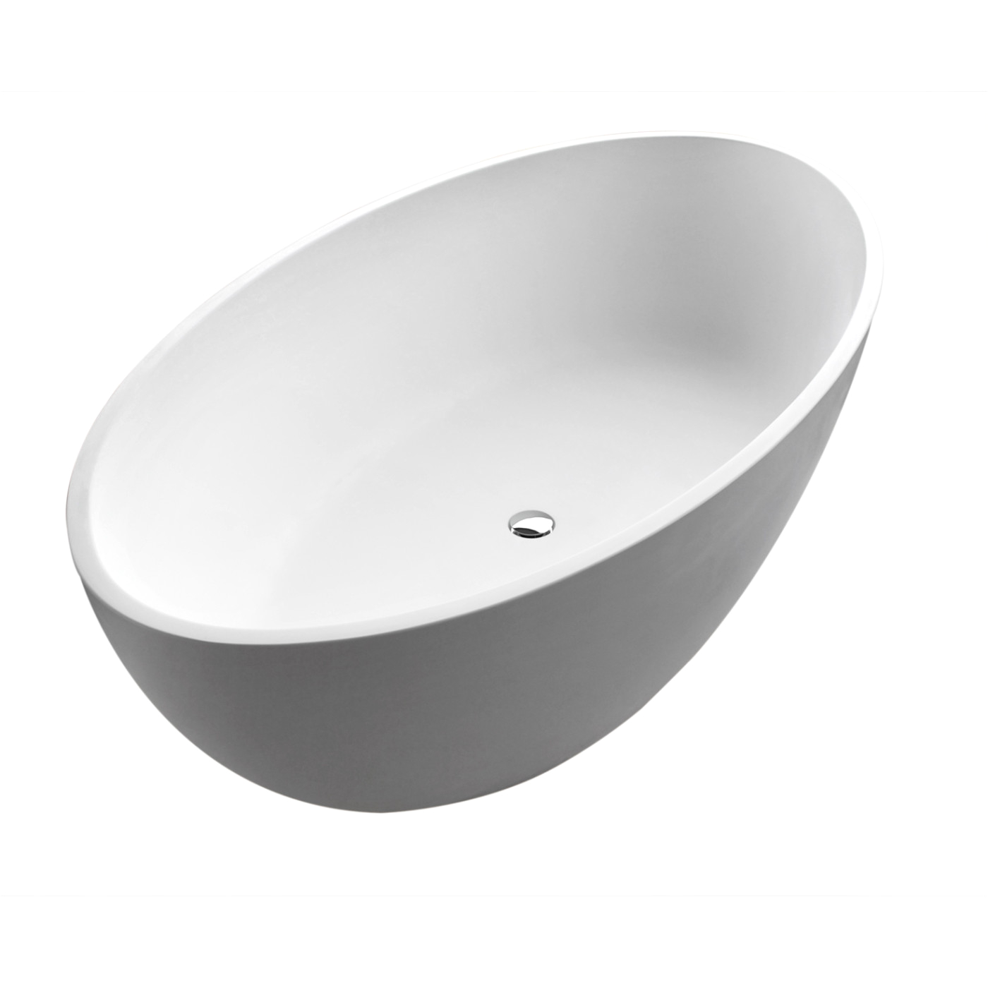 cestino 5 5 ft man made stone center drain freestanding bathtub in matte white