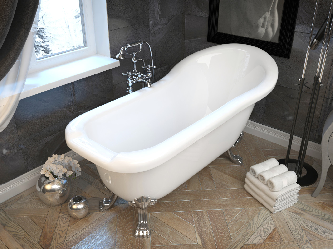 pegasus series 5 5 ft acrylic clawfoot non whirlpool bathtub in white
