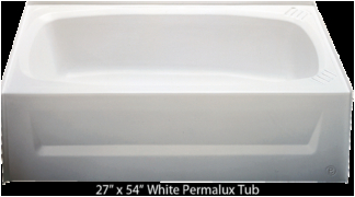 bathtub 27 x 54 white permalux center drain tub