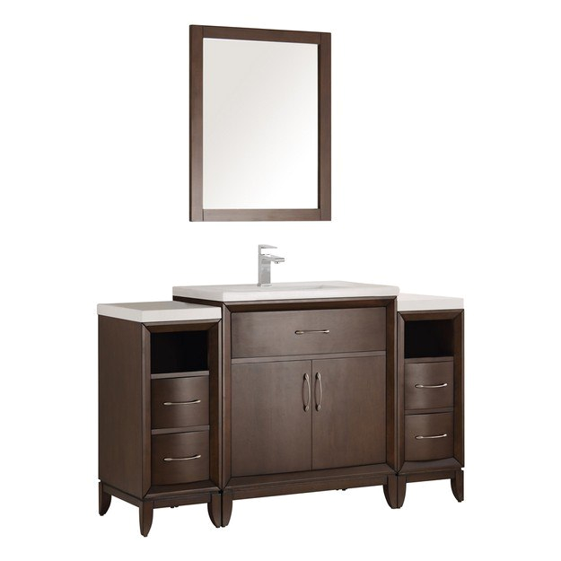 Fresca FVN21 AC Cambridge 54 Inch Antique Coffee Traditional Bathroom Vanity with Mirror