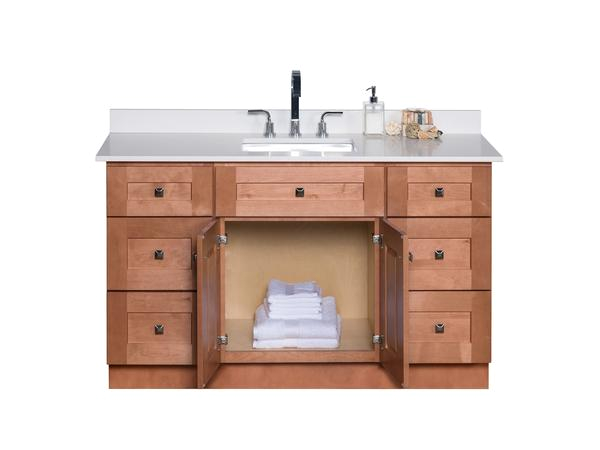 54 single sink maple wood bathroom vanity in almond