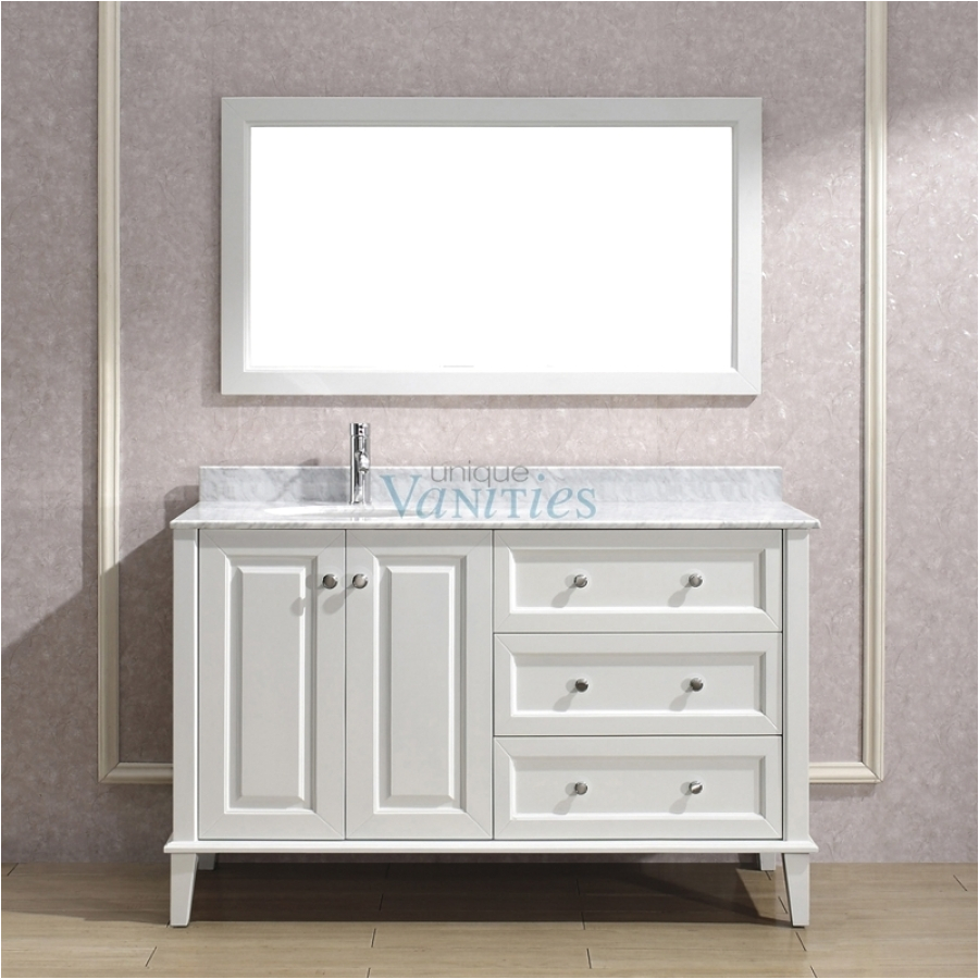 55 inch single sink bathroom vanity with choice of top in white UVABLIWH55