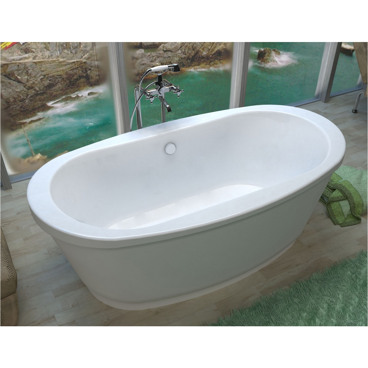36 x 66 freestanding tub with center drain