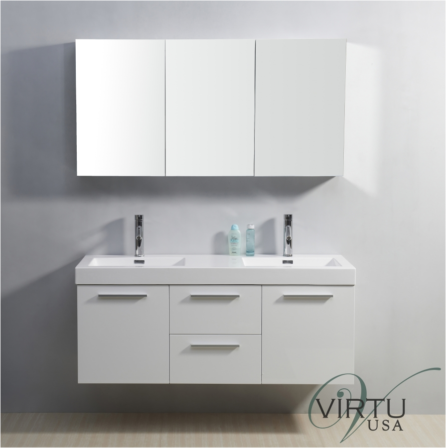 54 inch double sink bathroom vanity in gloss white UVVU GW54