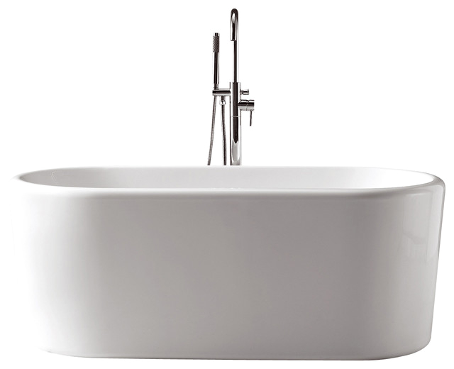 Virtu USA 67x275 Inch Serenity Freestanding Soaking Tub w Center Drain transitional bathtubs