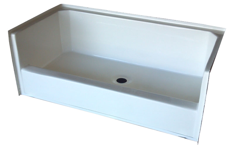 54 Inch by 27 Inch Bathtub Fiberglass Shower Base and 3 Piece Surround Kit