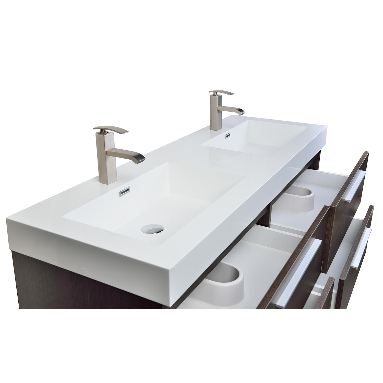 54 modern double sink vanity set with drawers grey oak tn b1380 go