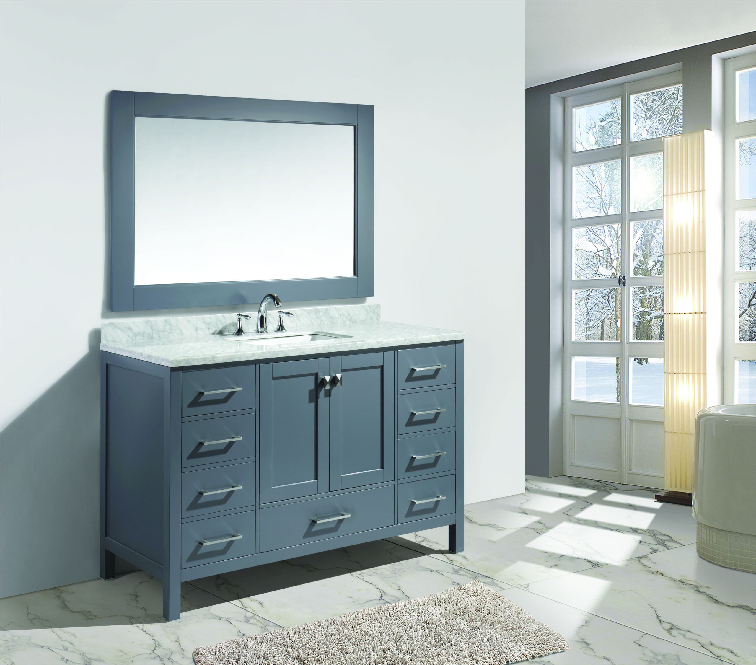 design element london 54 single sink vanity set in gray finish