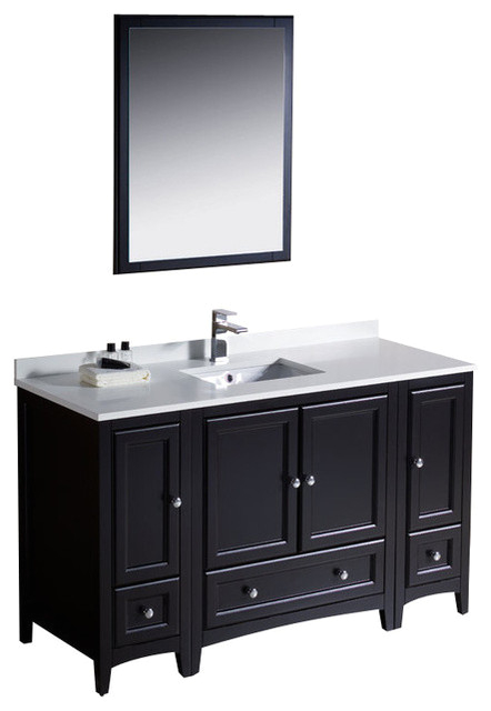 54 Inch Single Sink Bathroom Vanity in Antique White Espresso Dark Brown traditional bathroom vanities and sink consoles