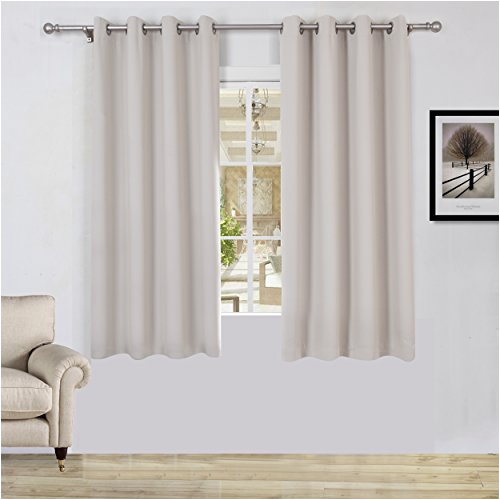 lullabi solid thermal blackout window curtain drapery grommet 63 inch length by 54 inch width beige set of 2 panels